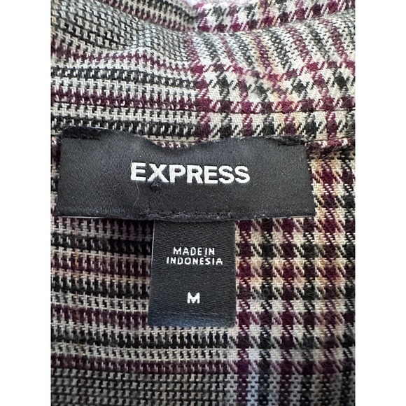 Express Button Down Shirt Plaid Long Sleeve Business Preppy Dapper Mens Medium - Picture 6 of 8